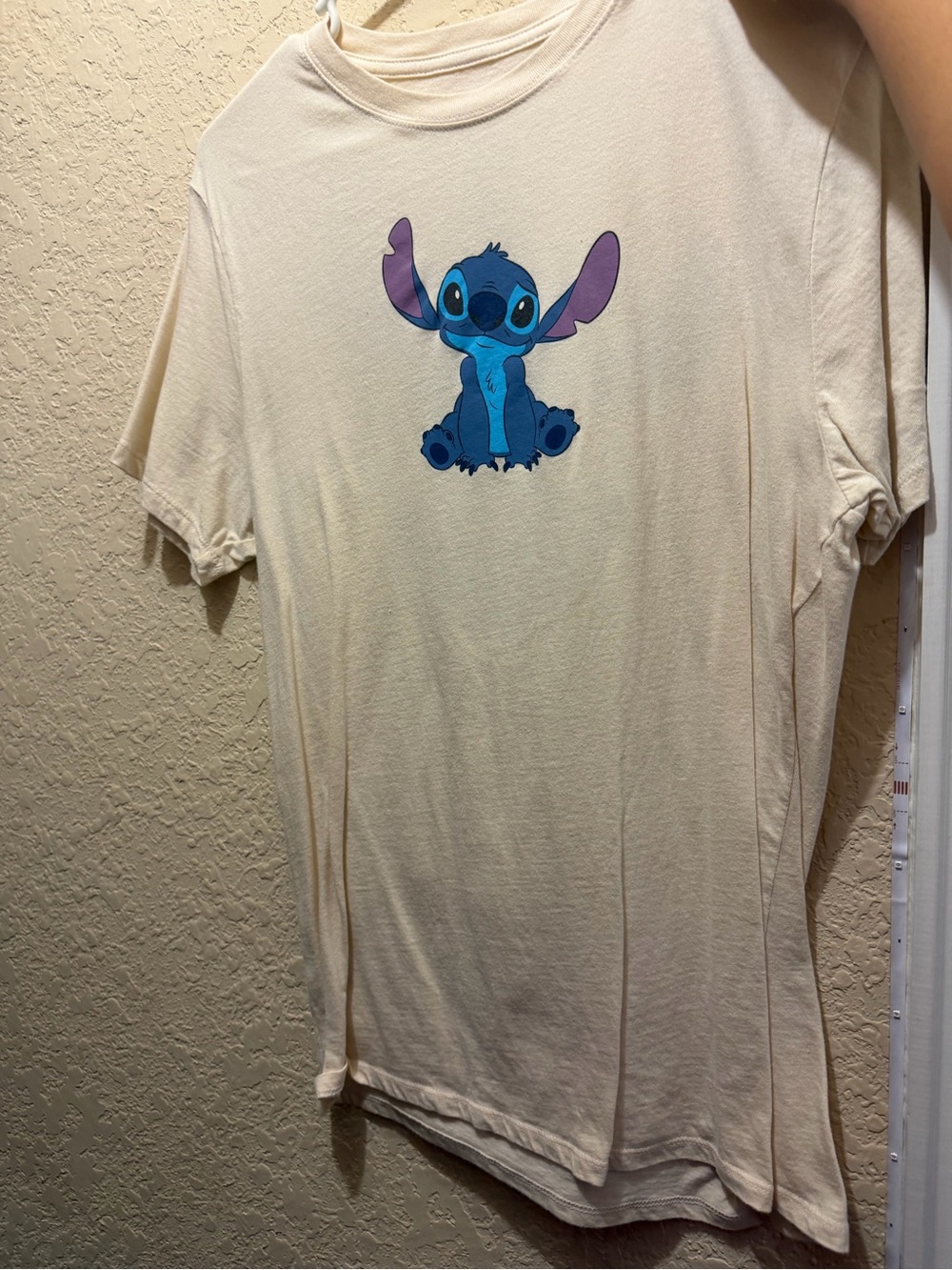 Disney Cream Tee with Blue & Purple Stitch Graphic